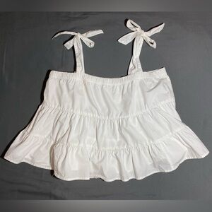 NWT american eagle white ruffled babydoll top 🤍